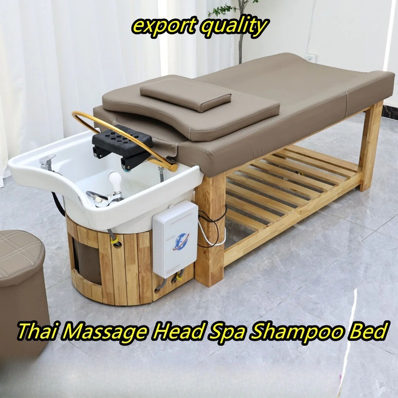 Spa Wellness Beauty - Solid Wood Head Therapy Shampoo Bed